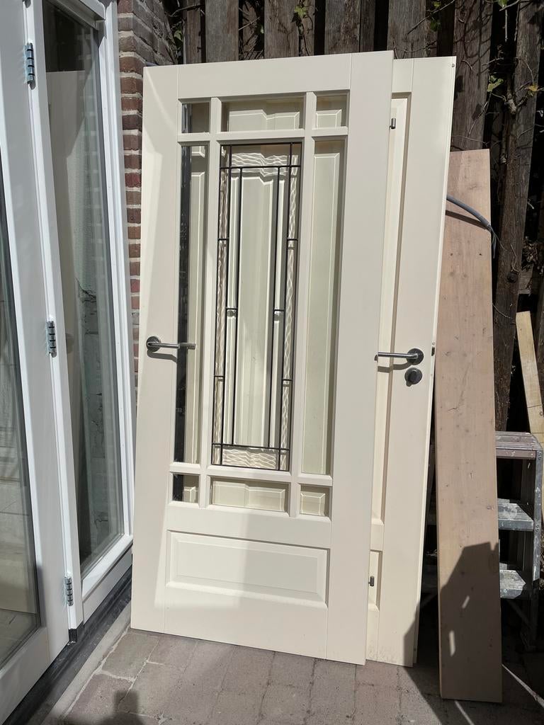 Binnendeur opdekdeur met glas, Doe-het-zelf en Verbouw, Deuren en Horren, Ophalen, Gebruikt, 80 tot 100 cm, Binnendeur