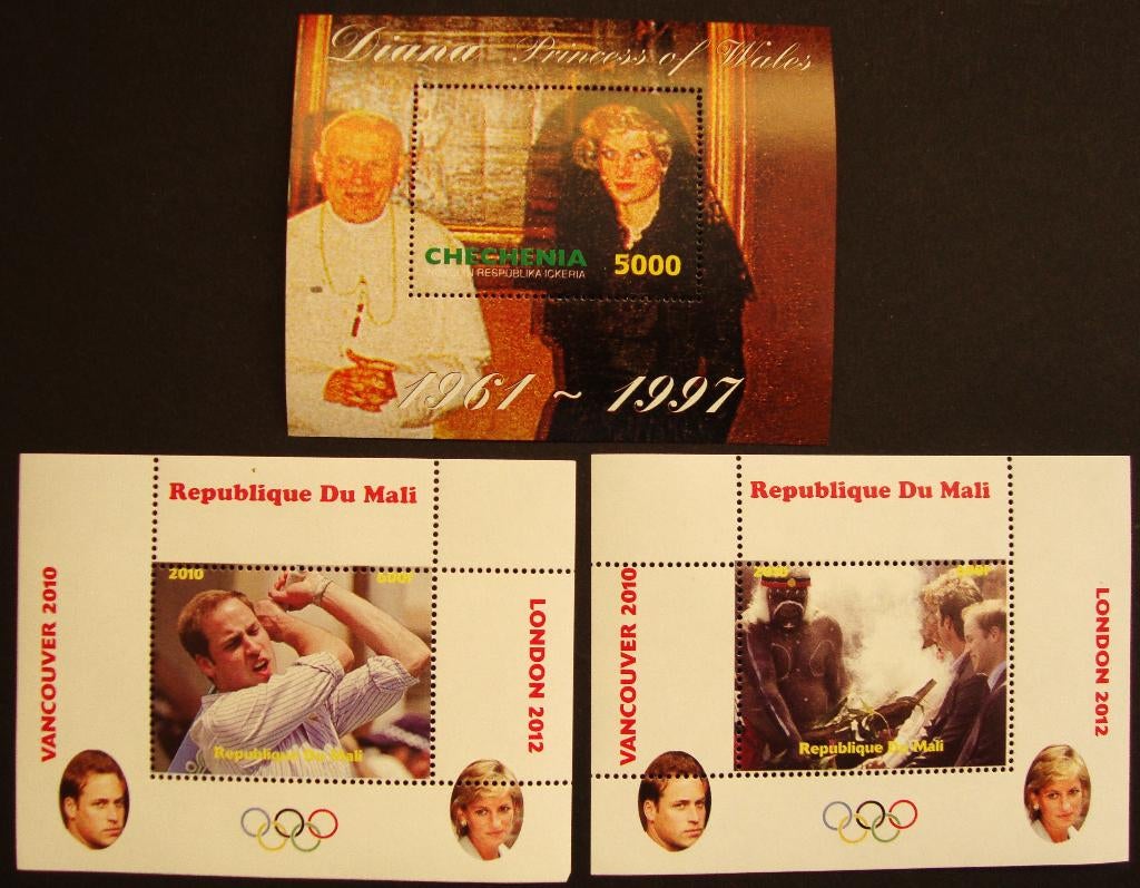 - 716 - 3 Blokjes met Engels Koningshuis., Verzenden, Postfris, Koningshuis