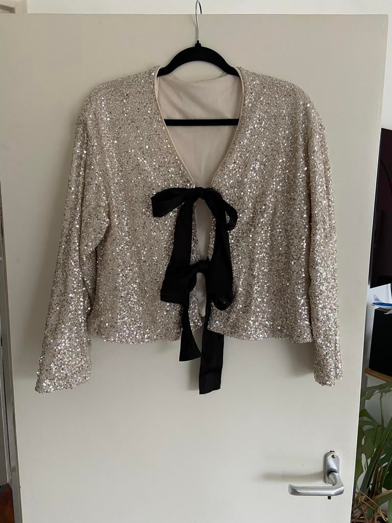 Glitter vestje, Verzenden, Beige, Maat 42/44 (L), Onbekend