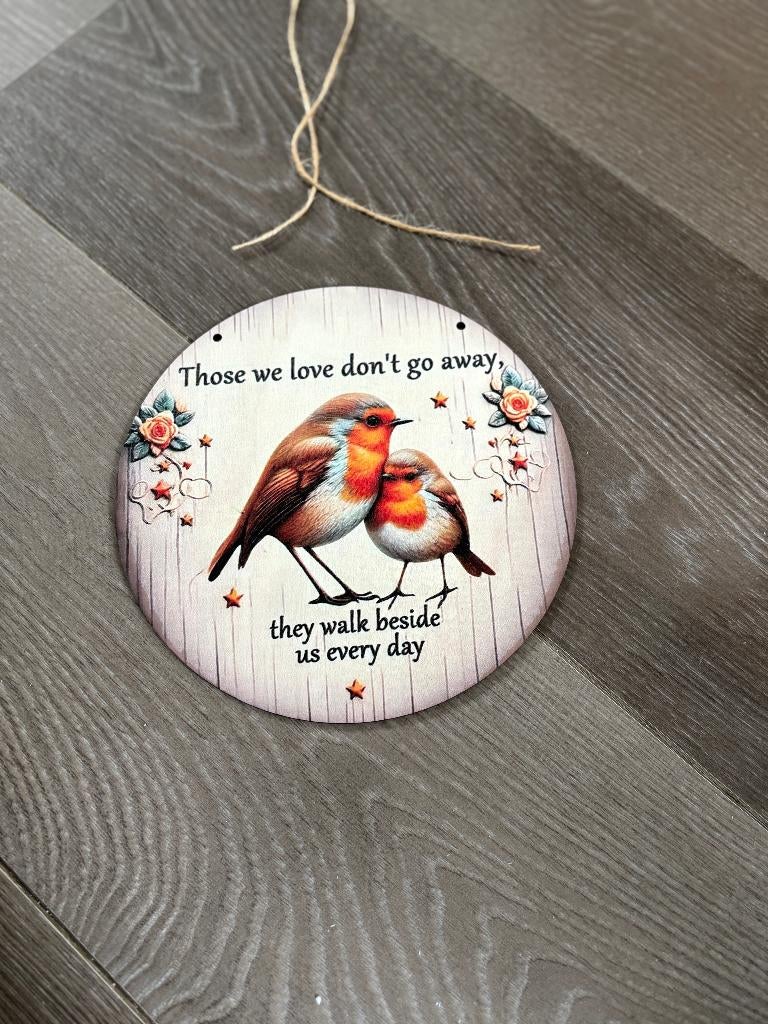 Vintage Houten Herdenkingsbord met een Robin en Bloemmotief, Ophalen of Verzenden, Nieuw