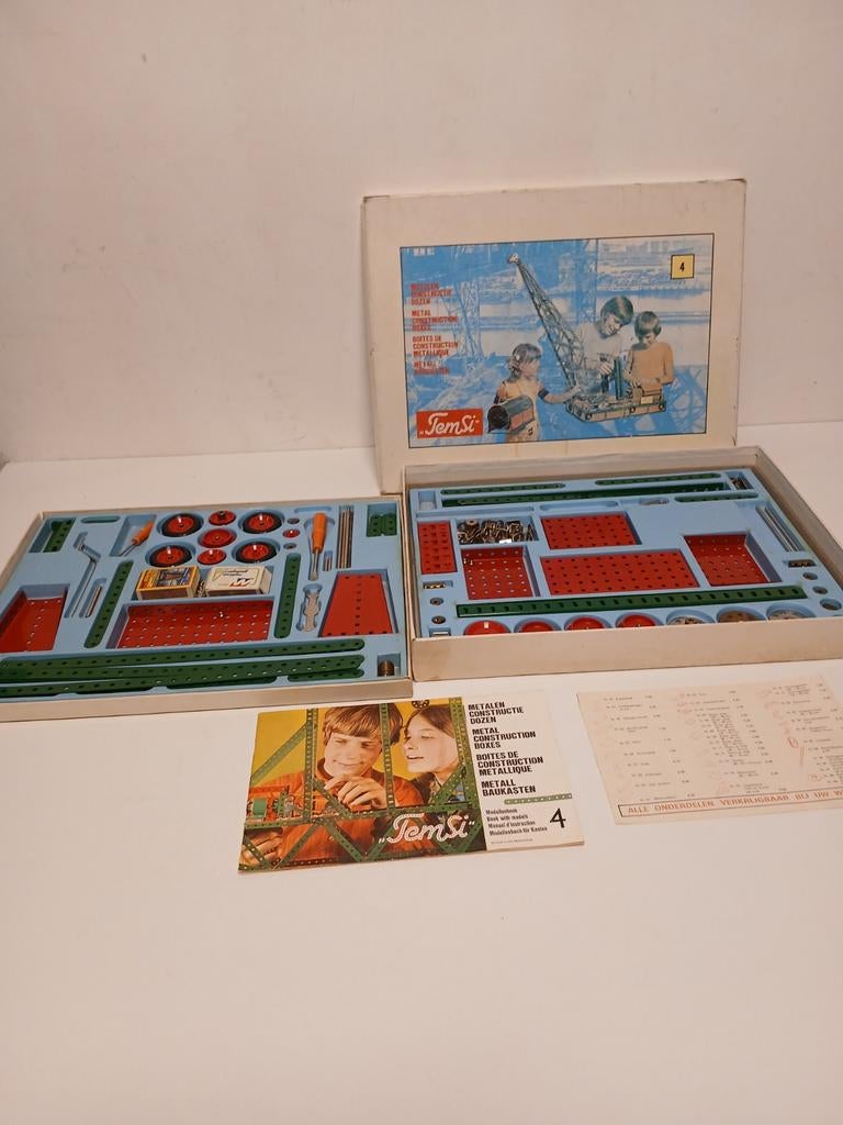 Vintage temsi 4 doos meccano zware goed gevulde doos, Ophalen of Verzenden