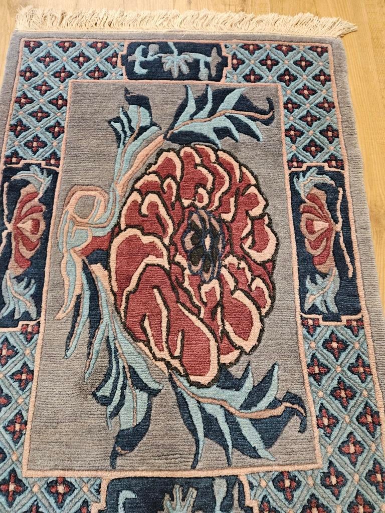 Handgeknoopt oosters tapijt nepal 90x64, Info@SlatsAntiek.nl, Crème, 50 tot 100 cm, Perzisch