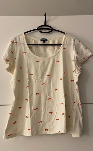 Terre bleue ecru T-shirt met rode strikjes, Terre Bleue, Wit, Maat 42/44 (L), Ophalen of Verzenden