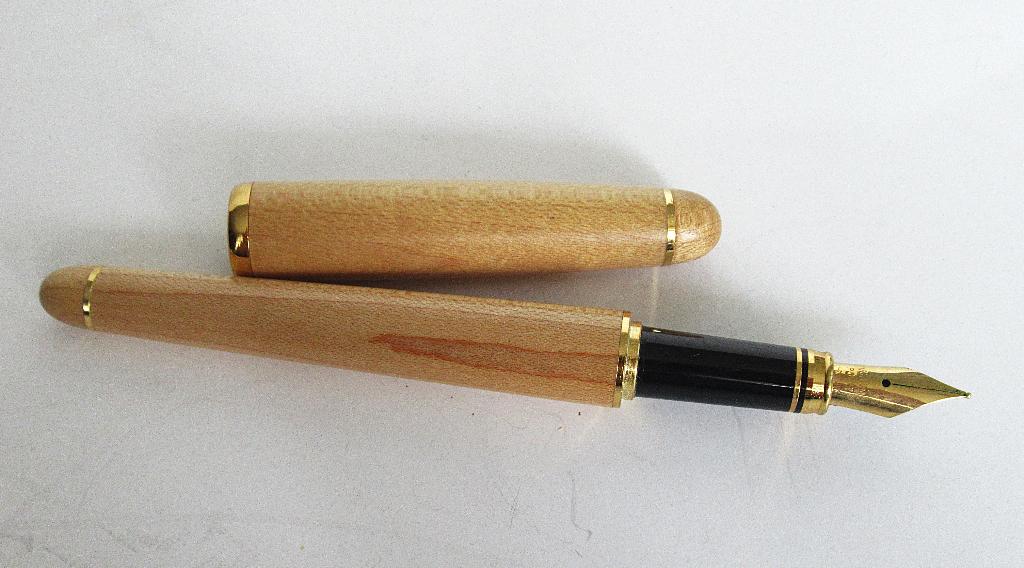 Houten vulpen met vergulden pen punt., Ophalen of Verzenden, Zo goed als nieuw, Vulpen, Overige merken
