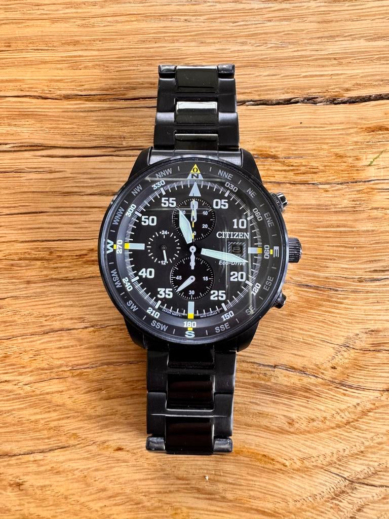 Citizen CA0695-84E Eco-Drive Chronograaf Zwart Herenhorloge, Ophalen, Staal, Staal, Zo goed als nieuw