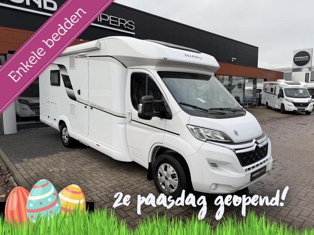 Hobby Optima Ontour T 70 E Enkele Bedden Grote Badkamer Luif, Hobby, Airbags, 7 tot 8 meter, Bedrijf