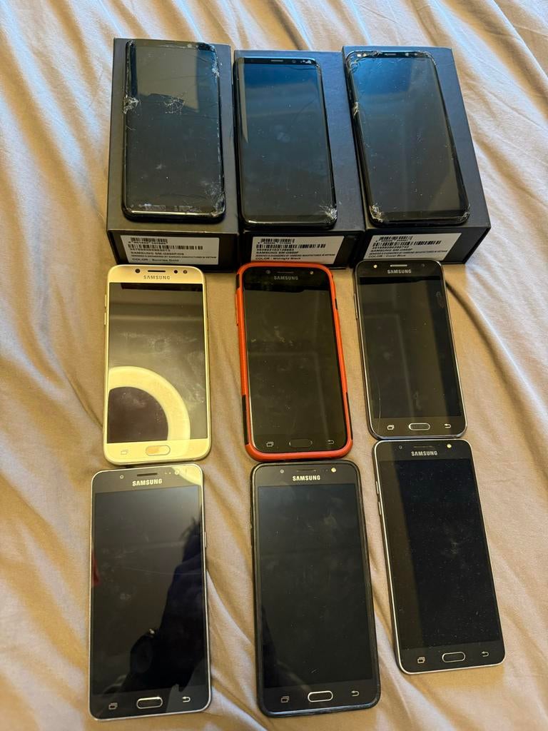 Partij Samsung telefoons (S8 en J5) - Ideaal voor onderdelen, Telecommunicatie, Mobiele telefoons | Samsung, Gebruikt, Zwart, Ophalen of Verzenden