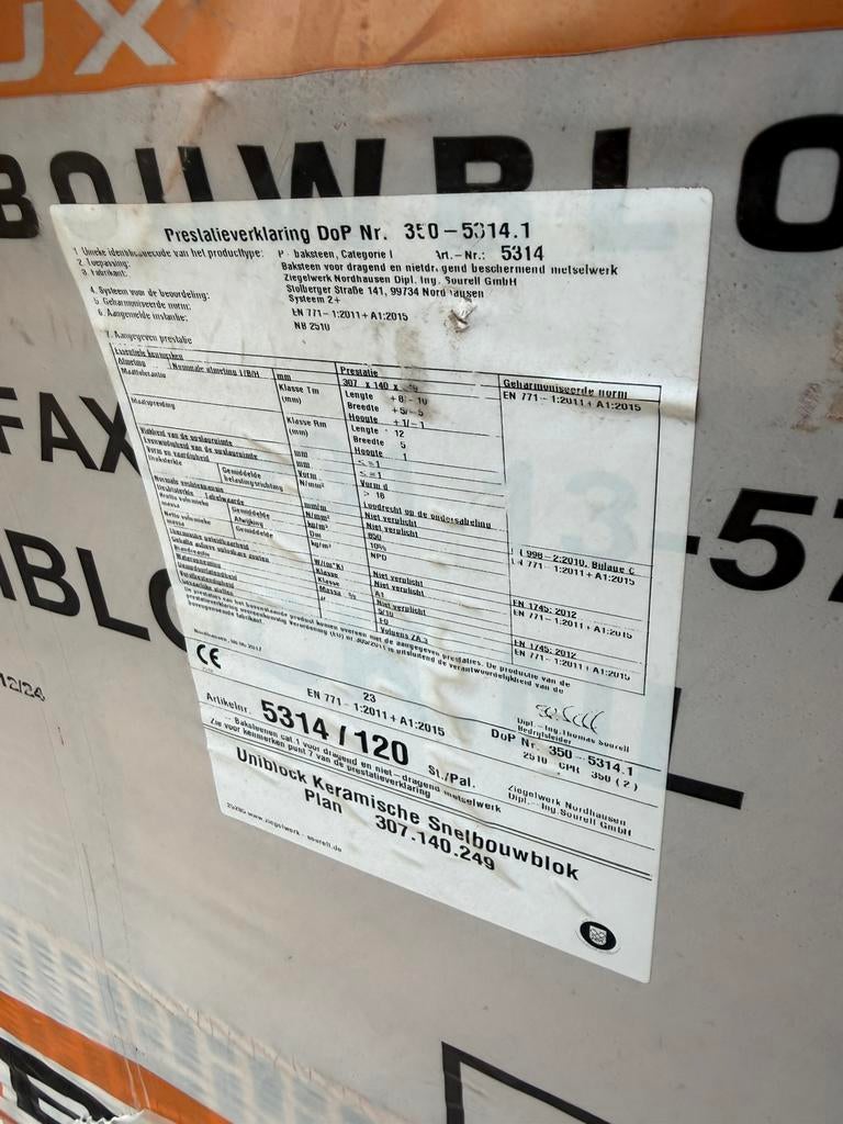 Poriso lijmblokken 307x140x249, Doe-het-zelf en Verbouw, Isolatie en Afdichting, Minder dan 4 cm, Overige materialen, Ophalen of Verzenden