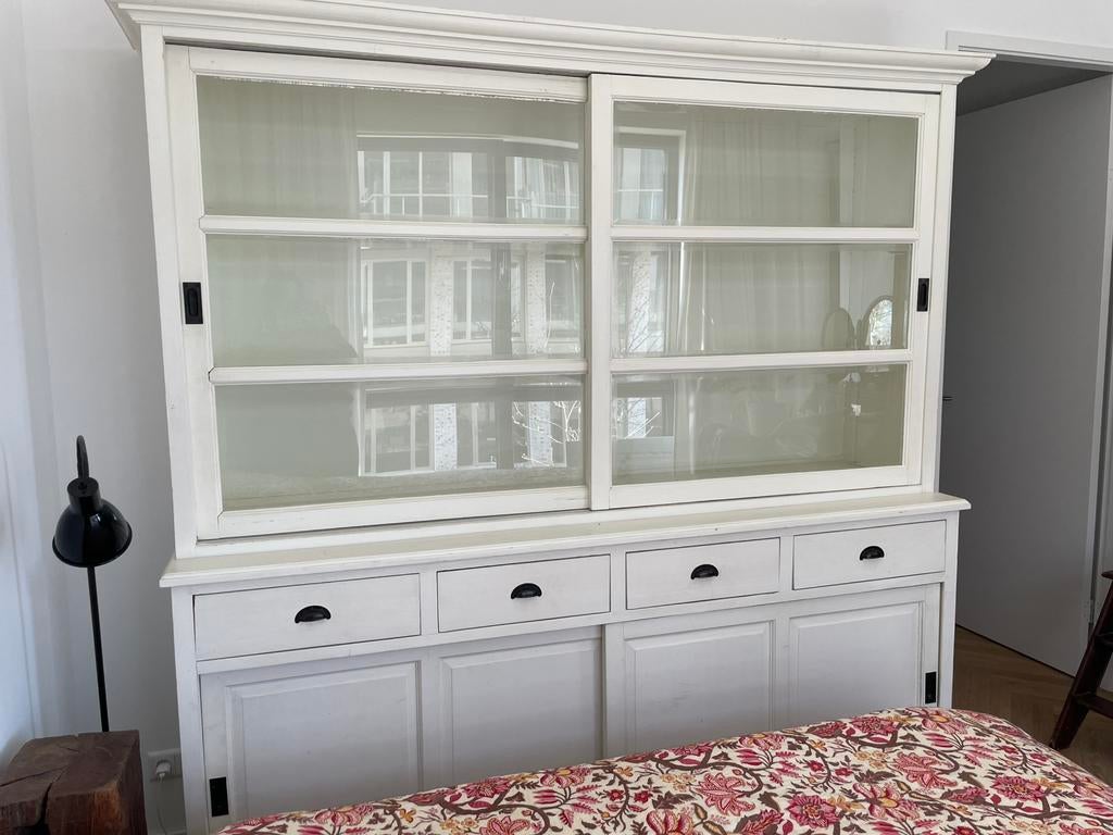 Mooie houten grutterskast met vitrine, Huis en Inrichting, Ophalen, Met plank(en), Gebruikt, 200 cm of meer