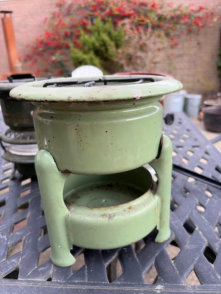 Lichtgroene petroleum brander zonder lont inclusief lepel, Ophalen