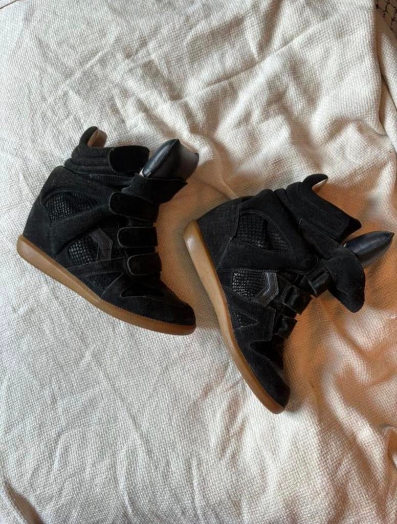 Isabel Marant bekett leather wedge sneakers maat 39, Ophalen, Gedragen, Zwart, Sneakers of Gympen