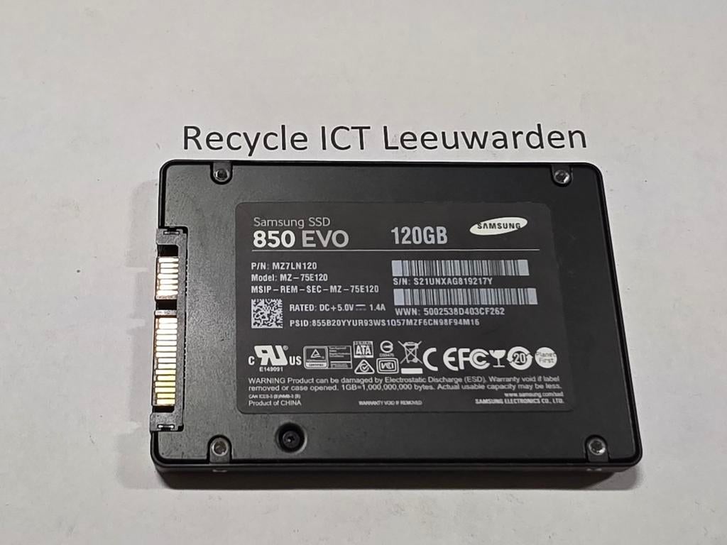Samsung 120gb laptop ssd hdd hardeschijf 850evo + tape, Intern, Gebruikt, Ophalen of Verzenden, Samsung