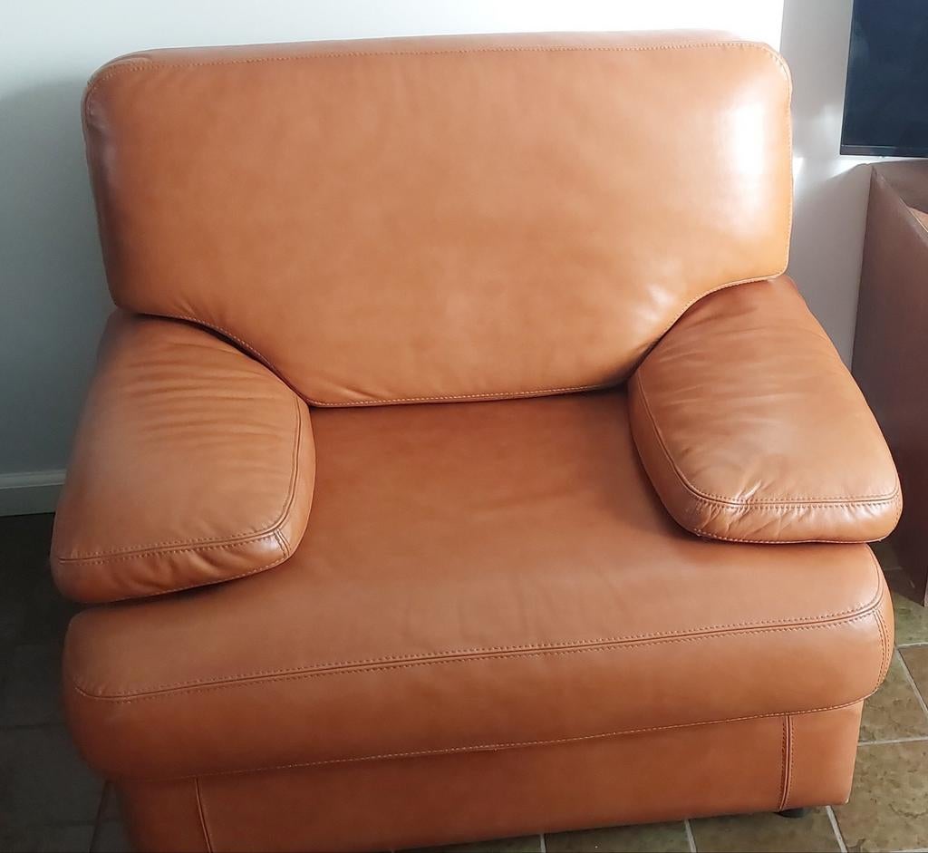 Echt lederen bankstel, Ophalen of Verzenden, Gebruikt, 75 tot 100 cm