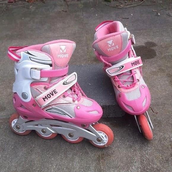 Roze skeelers maat 34-37 verstelbaar, Kinderen en Baby's, Speelgoed | Buiten | Rolschaatsen, Ophalen