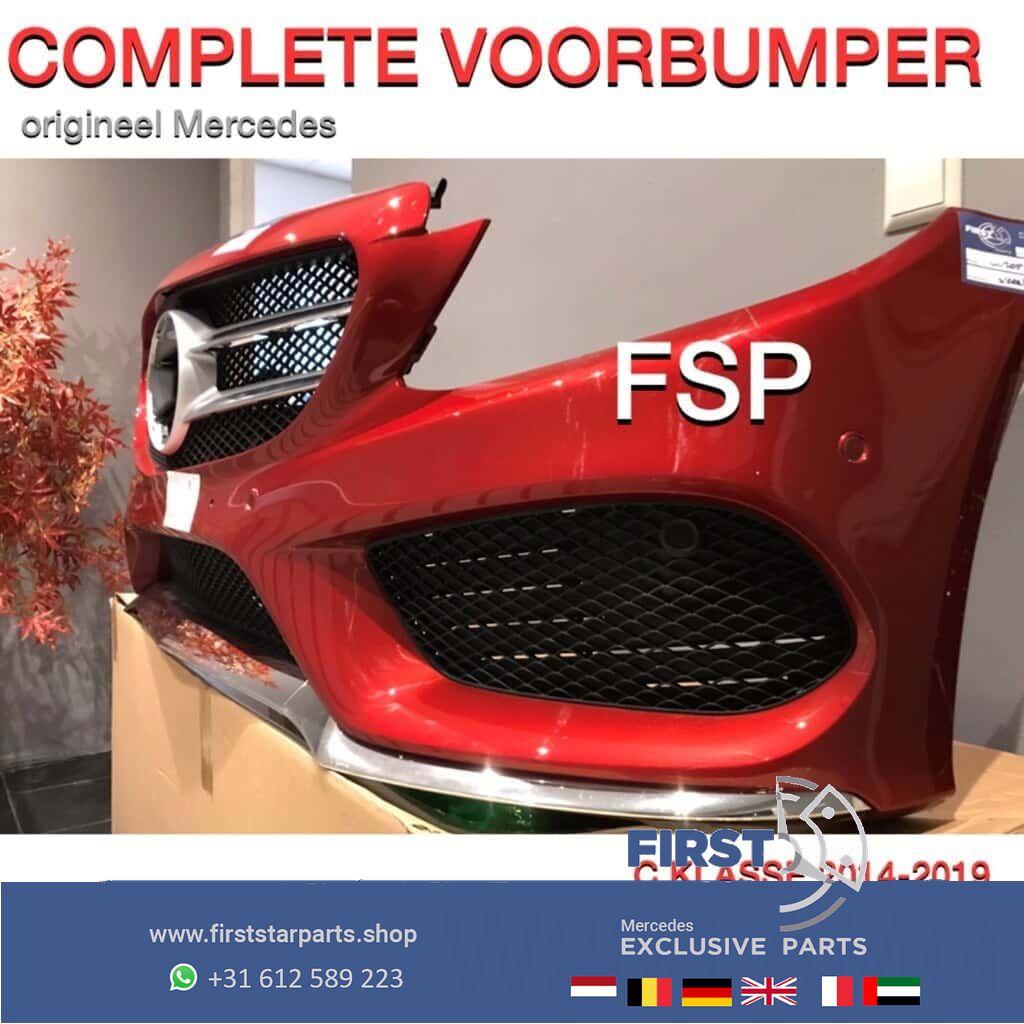 W205 C43 AMG VOORBUMPER ROOD COMPLEET Mercedes C Klasse ORIG, Gebruikt, -, Voor, Ophalen of Verzenden