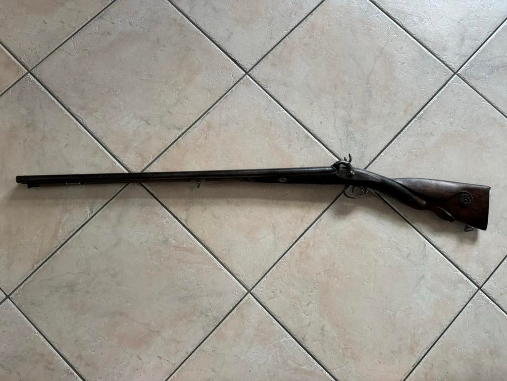 Dubbelloops Jachtgeweer met damast lopen, Verzamelen, Ophalen of Verzenden, Landmacht, Overige gebieden, Overige typen