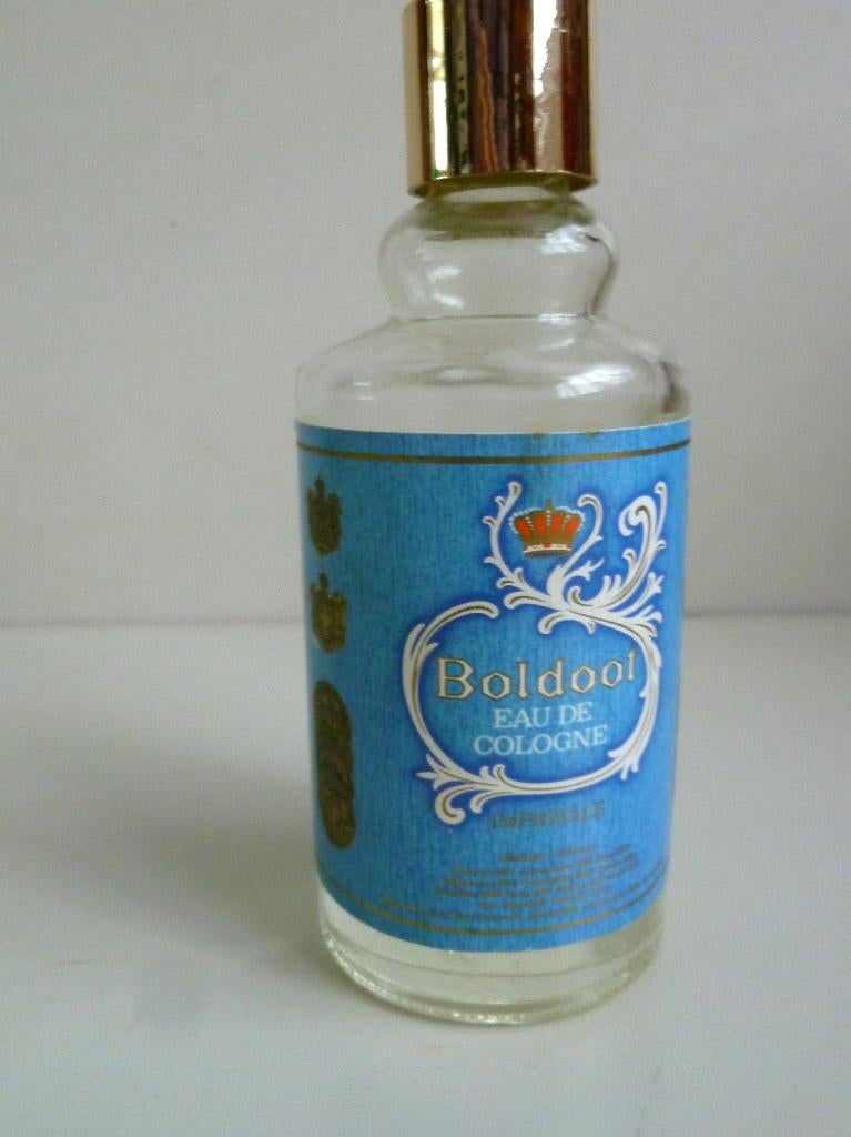 Vintage antiek fles Boldoot Eau de Cologne originele inhoud, Verzenden, Gebruikt, Parfumfles, Gevuld
