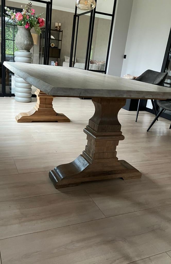 Eiken kloostertafel, Gebruikt, 100 tot 150 cm, 200 cm of meer, Ophalen of Verzenden