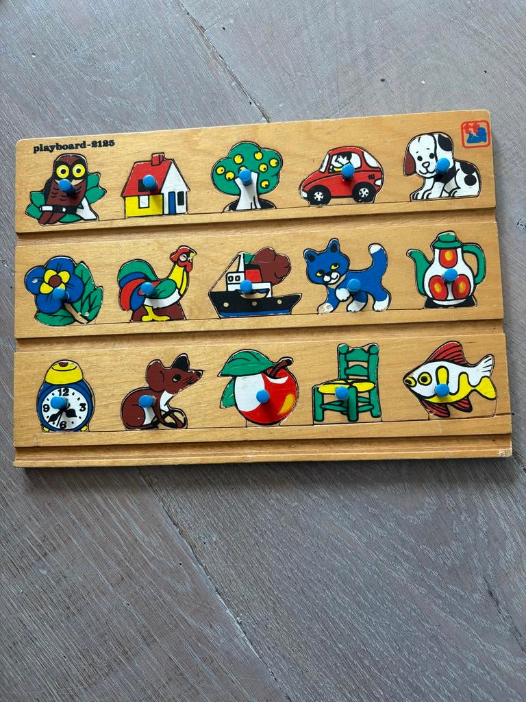 Vintage Simplex Houten Knoppuzzel Jaren '70, Ophalen of Verzenden, Gebruikt, Puzzelen