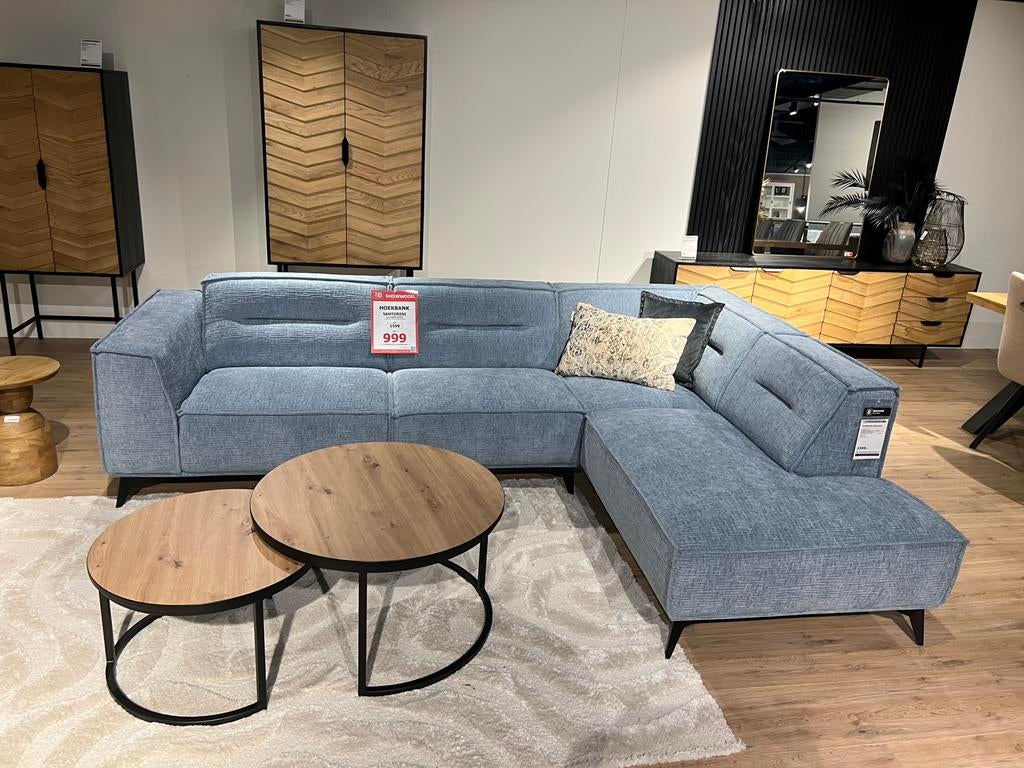 Uitverkoop hoekbank Santorini lichtblauw, Ophalen, Zo goed als nieuw, Stof