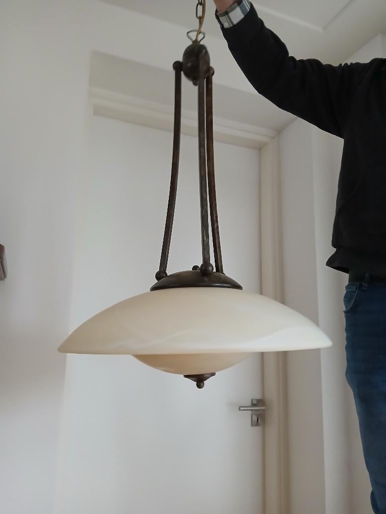 vintage hanglamp albast, Ophalen, Glas, 75 cm of meer