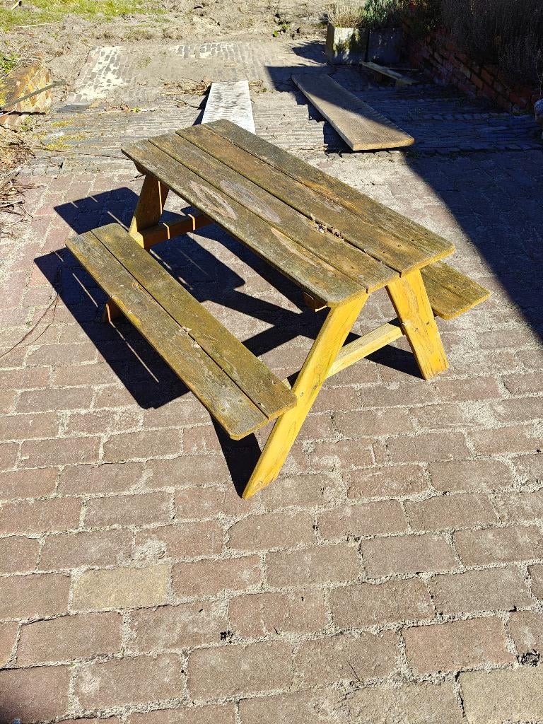 Picknickbank kinderen, Gebruikt, Rechthoekig, Hout, Ophalen