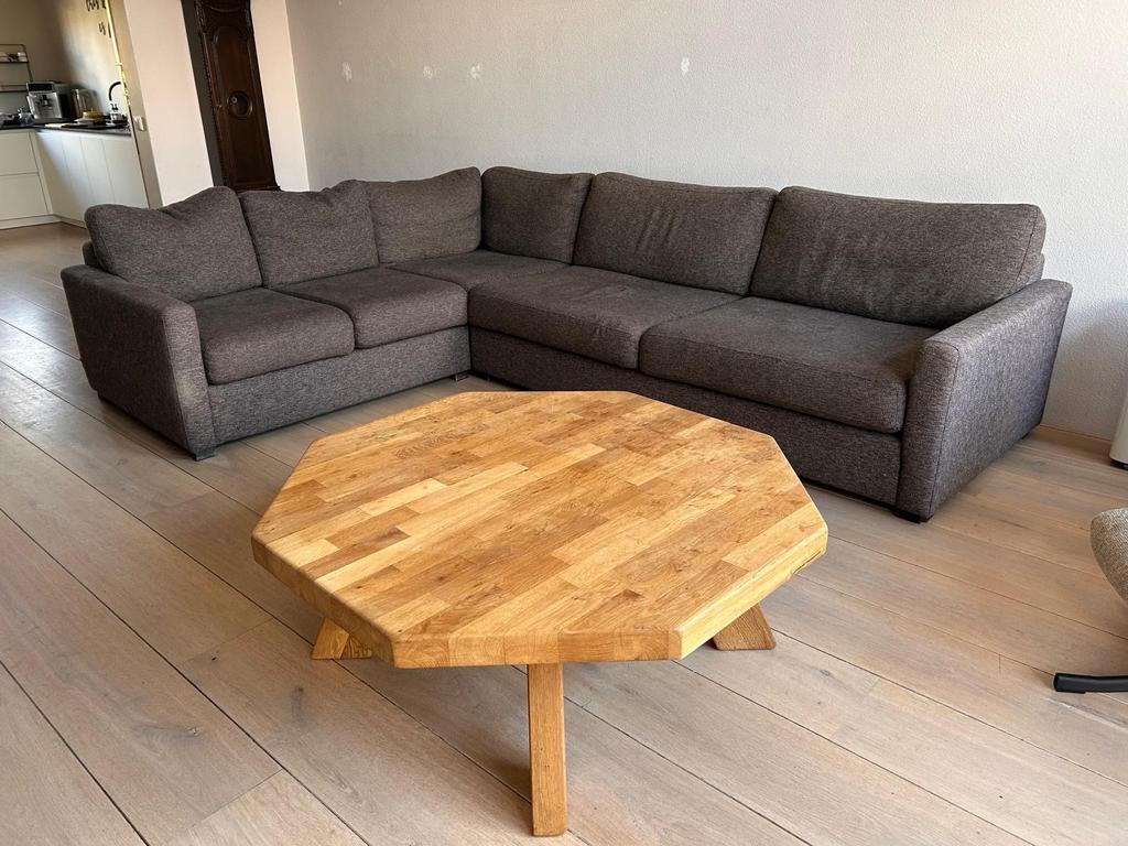 Prachtige 8-hoekige eikenhouten salontafel, Ophalen, Gebruikt, Eikenhout, Overige vormen