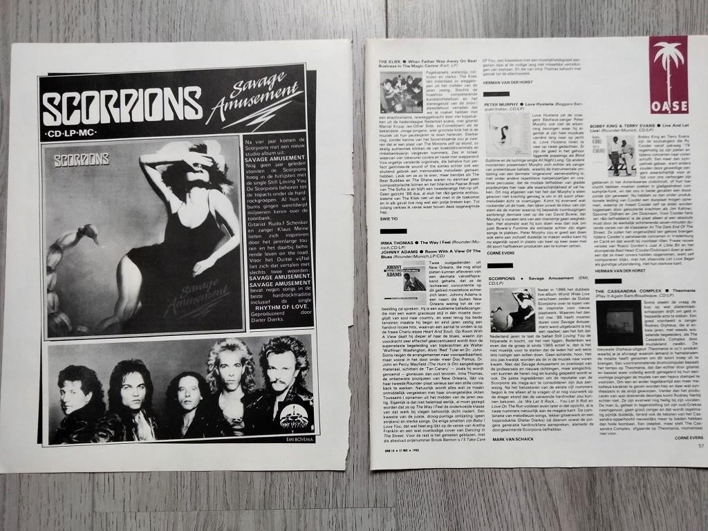 Scorpions tijdschrift advertentie & recensie OOR 1988, Verzenden, Zo goed als nieuw, Boek, Tijdschrift of Artikel