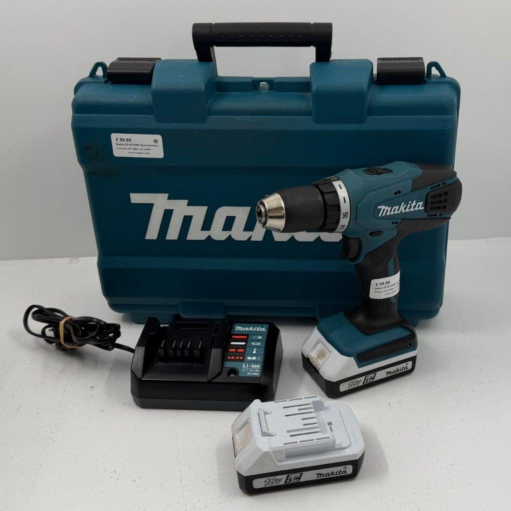 Makita DF457DWE Boormachine | 2 Accus en lader | In koffer, Boormachine, Dordrecht@usedproducts.nl, Toulonselaan 72, Ophalen of Verzenden