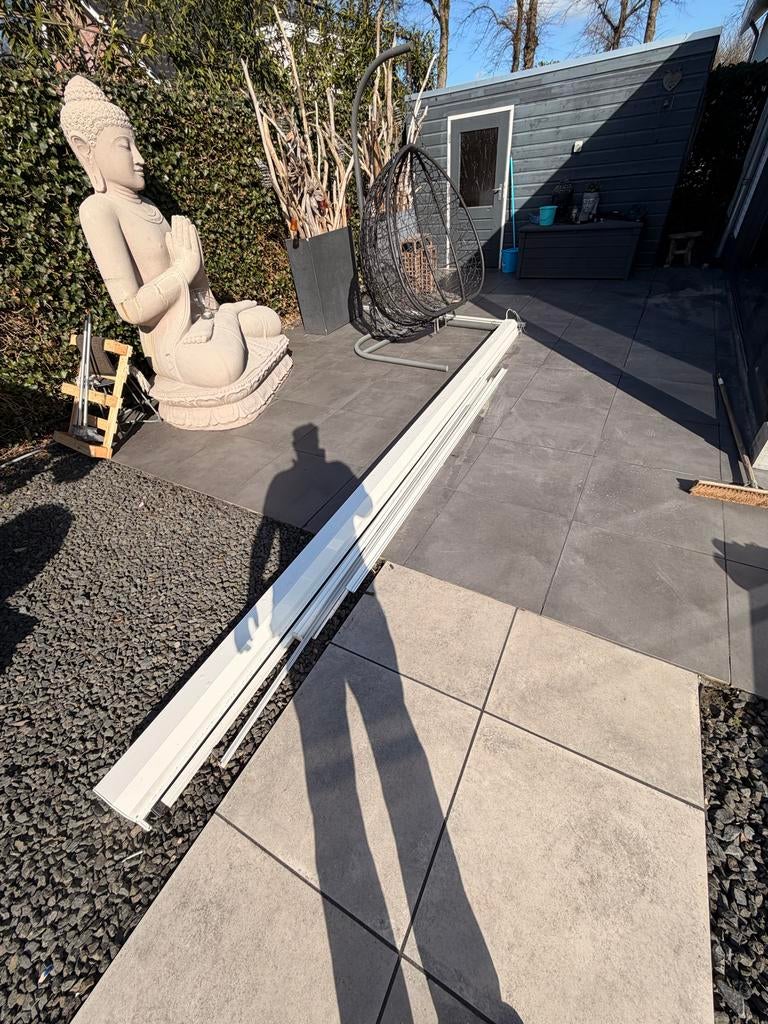 Rits screen  4.5 meter met afstandsbediening, 200 cm of meer, Wit, Ophalen of Verzenden, Zo goed als nieuw