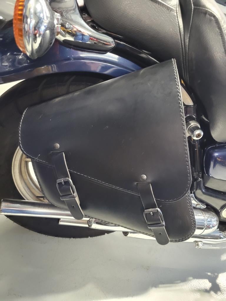 Zwart leren chopper motortas zijtas handmade nieuw, Ophalen of Verzenden, Nieuw