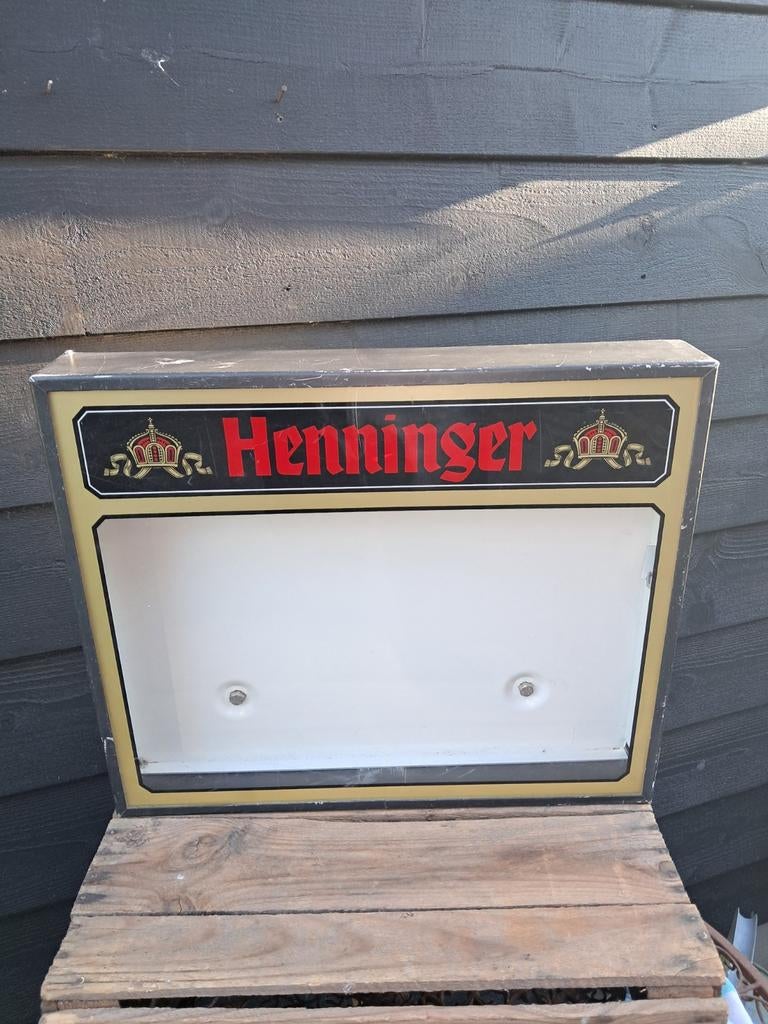 Menukaart kastje met verlichting Henninger Bier., Verzamelen, Ophalen, Gebruikt, Overige typen