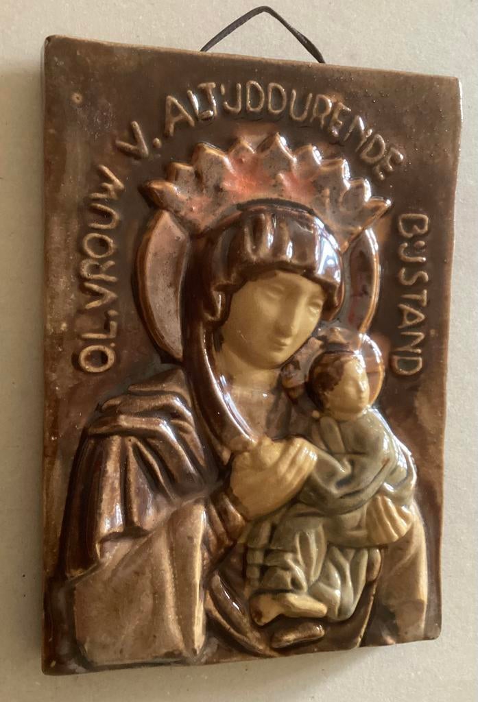 Keramiek plateau: O.l. Vrouw van Altijddurende Bijstand., Ophalen of Verzenden