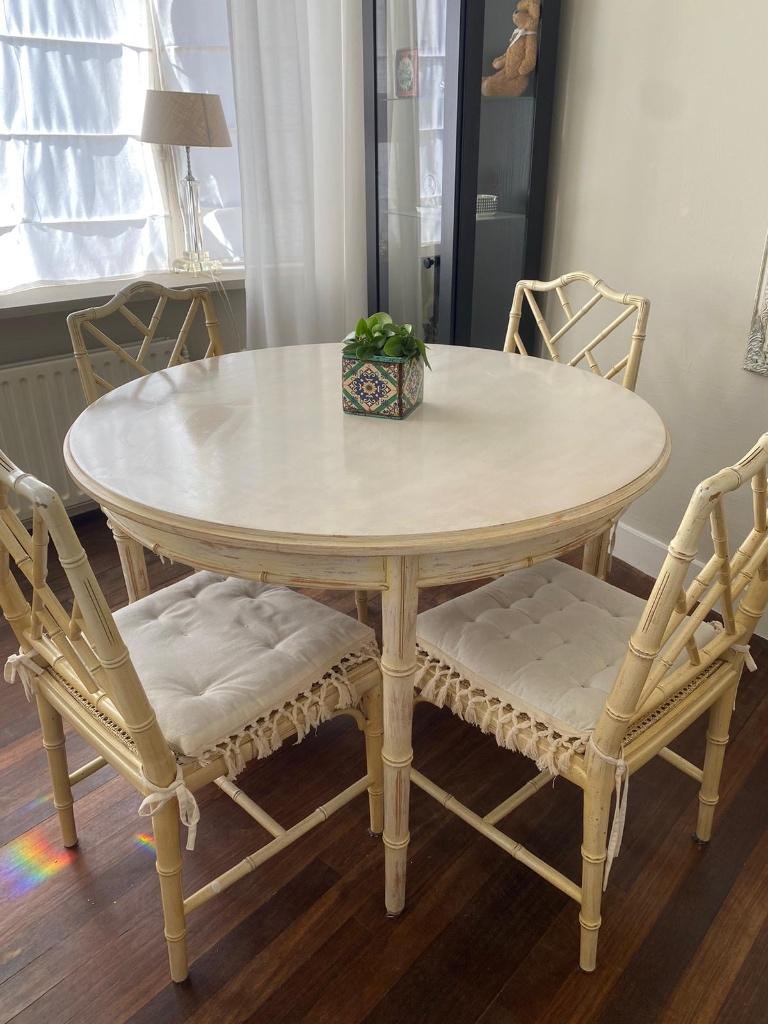 Eethoek set faux bamboe, chippendale, Ophalen