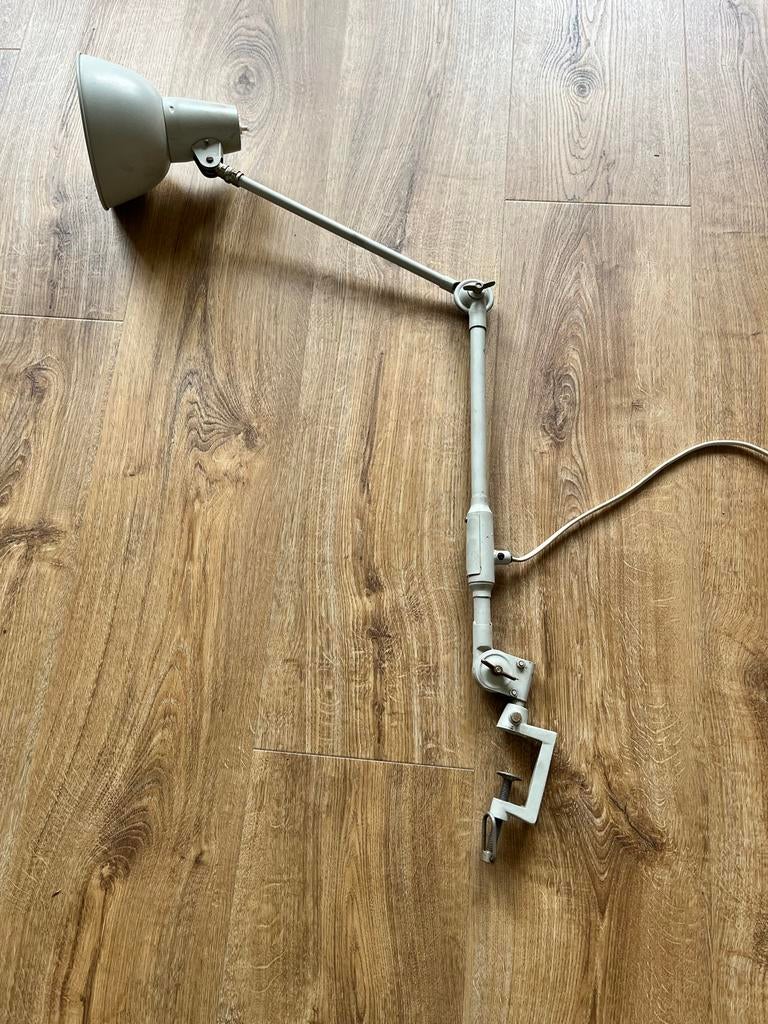 Vintage Duitse industriële klemlamp - grijs, Ophalen