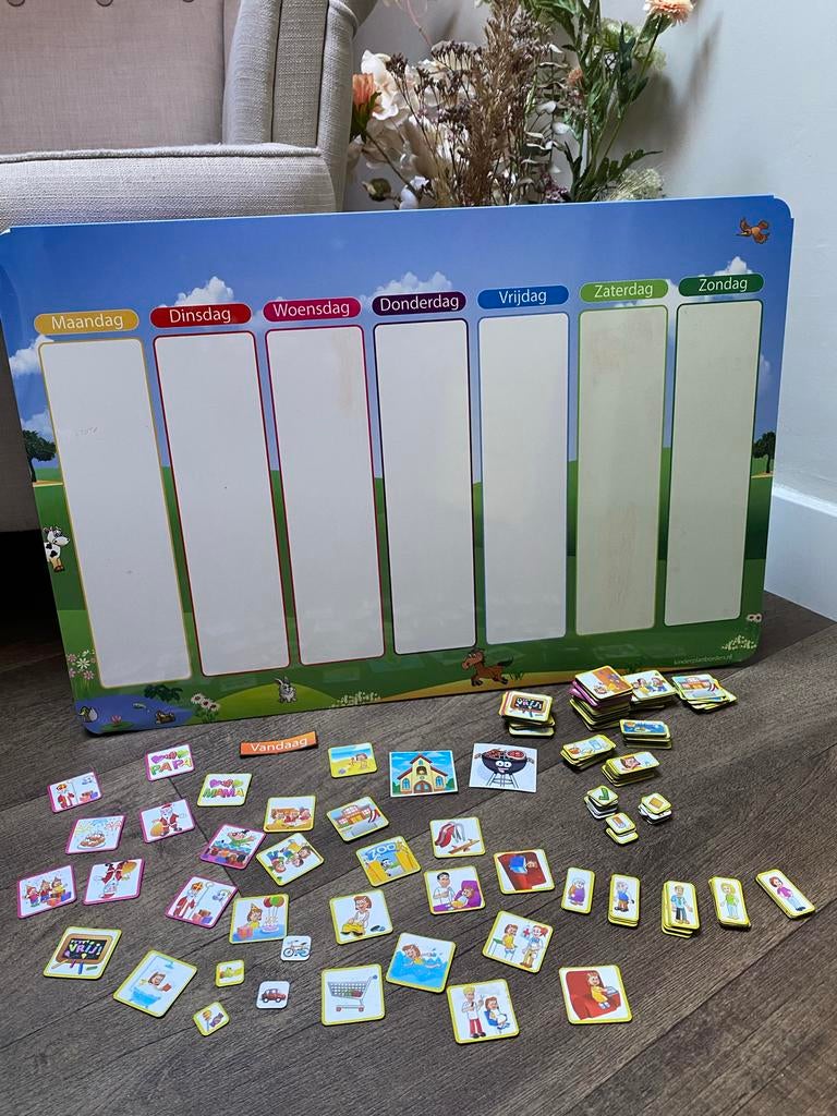 Planbord/weekplanner met veel pictogrammen, Ophalen of Verzenden, Gebruikt