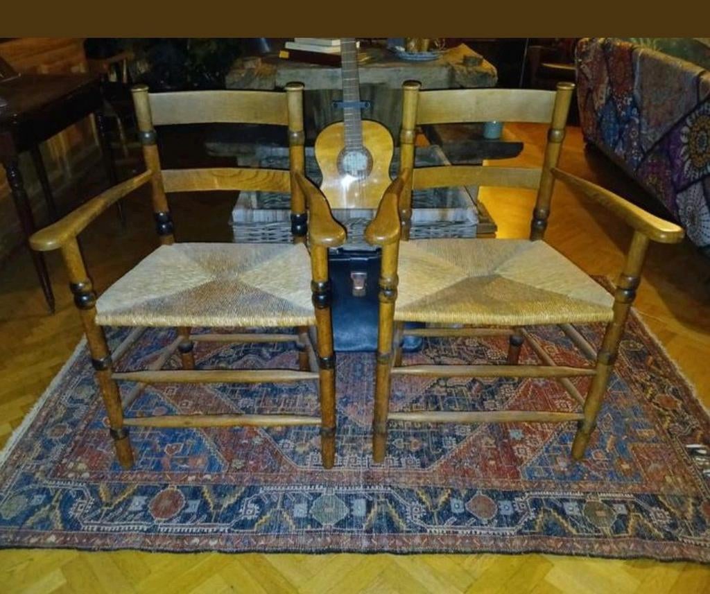 Art Deco Riet Armstoelen Jac. Levee Amsterdamse School, Ophalen of Verzenden