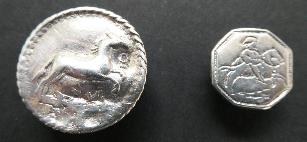 2 Antieke zilveren paarden knopen begin 1800, Antiek en Kunst, Verzenden, Zilver