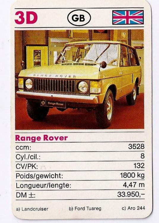 Kw454 autokaartje 3d range rover, Ophalen of Verzenden, Zo goed als nieuw, Auto's