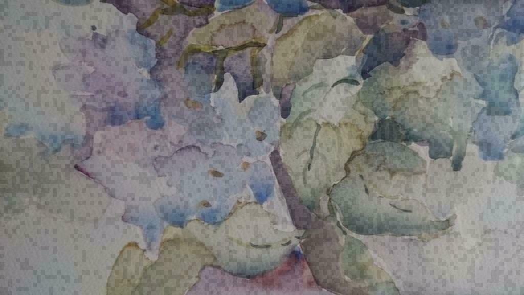 Aquarel van Ellen Kroon.  Gesigneerd  Hortensia`s maten lijs, Antiek en Kunst, Ophalen of Verzenden