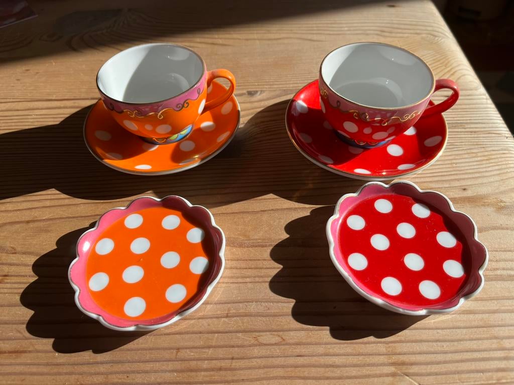 Oilily servies: espresso kopjes en theetipjes, Huis en Inrichting, Keuken | Servies, Ophalen of Verzenden, Zo goed als nieuw, Overige stijlen