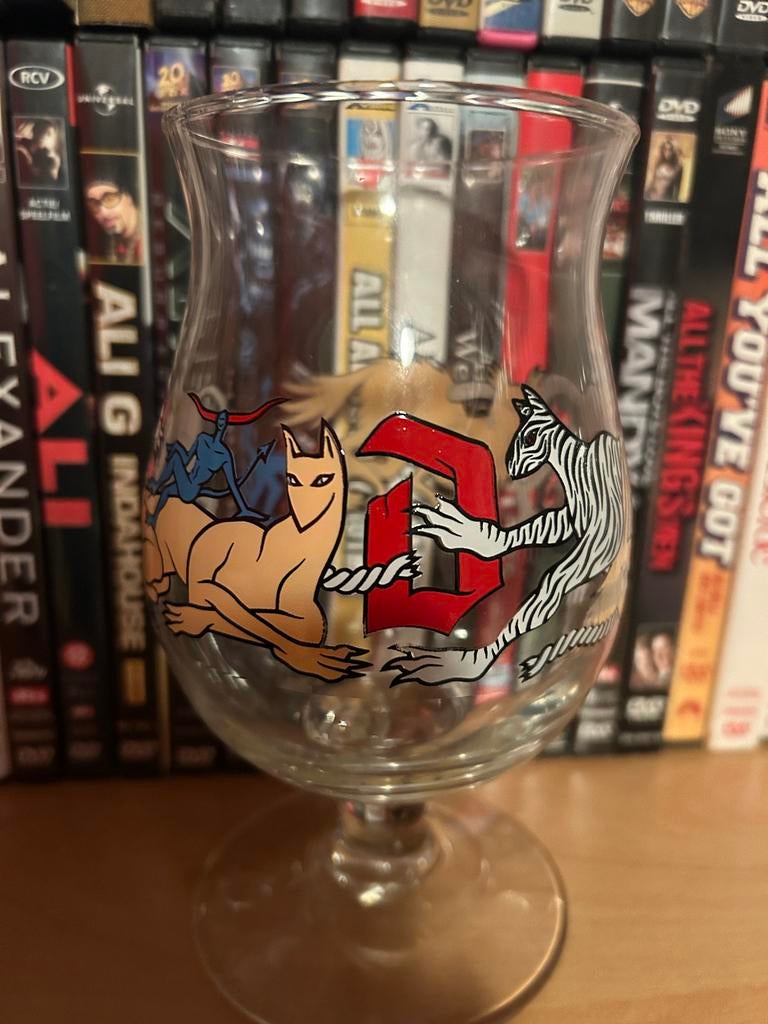 #0881 Uniek Duvel bierglas met speciale opdruk, Ophalen of Verzenden, Zo goed als nieuw, Bierglas