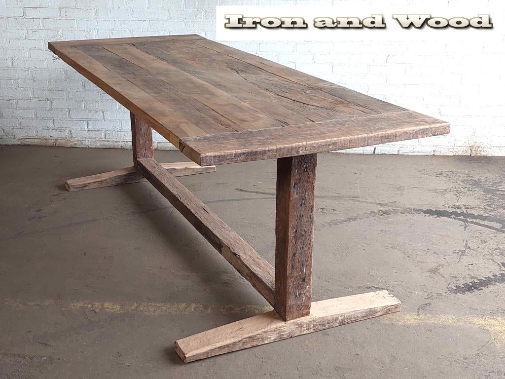 Barnwood - oud eiken kloostertafel /kasteeltafel /hobbytafel, Ophalen, Nieuw