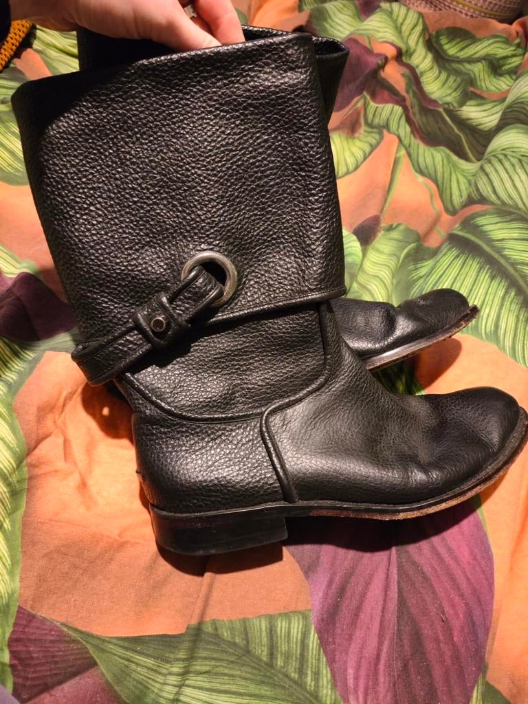 OTAZU laarzen leer zwart maat 41, Kleding | Dames, Schoenen, Hoge laarzen, Zwart, Ophalen of Verzenden, Gedragen