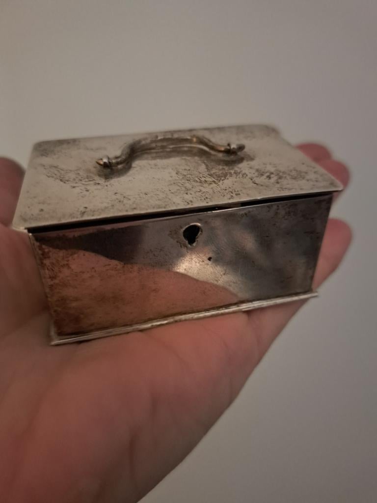 Zilveren miniatuur geldkistje ABN AMRO hoofdkantoor 1996, Antiek en Kunst, Ophalen of Verzenden