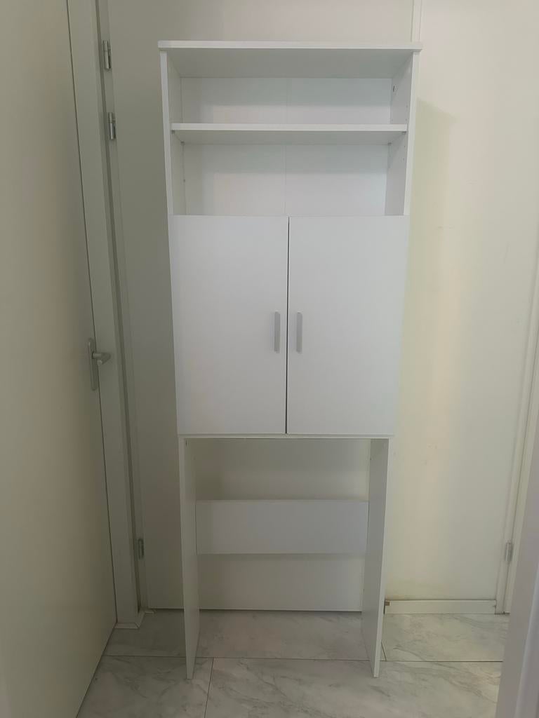 Witte wasmachine kast met opbergruimte, Ophalen of Verzenden, Zo goed als nieuw