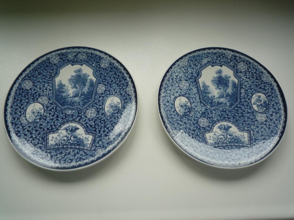 2 Blauwe Villeroy & Boch aardewerk sierborden, Ophalen of Verzenden