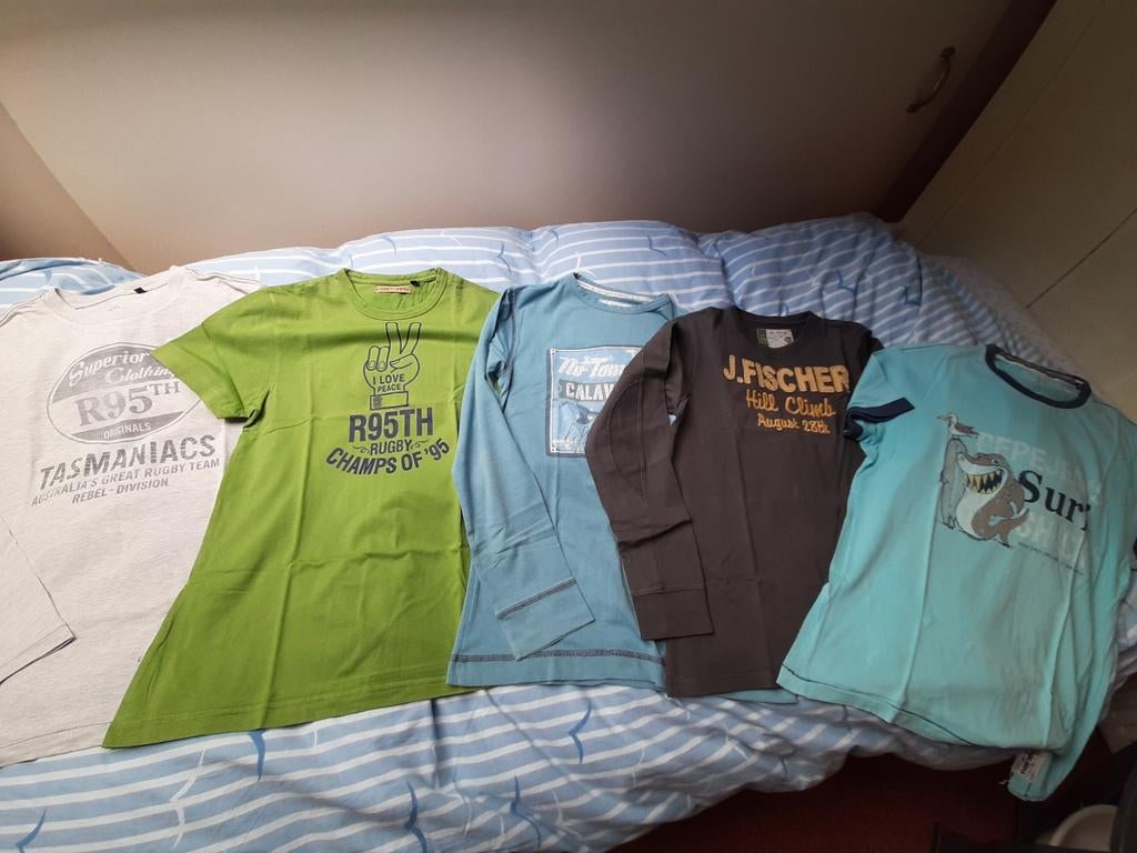 5 Merk T-shirts Jongens Maat 176 (3 lange, 2 korte mouw), Gebruikt, Shirt of Longsleeve, Jongen, Diverse merken