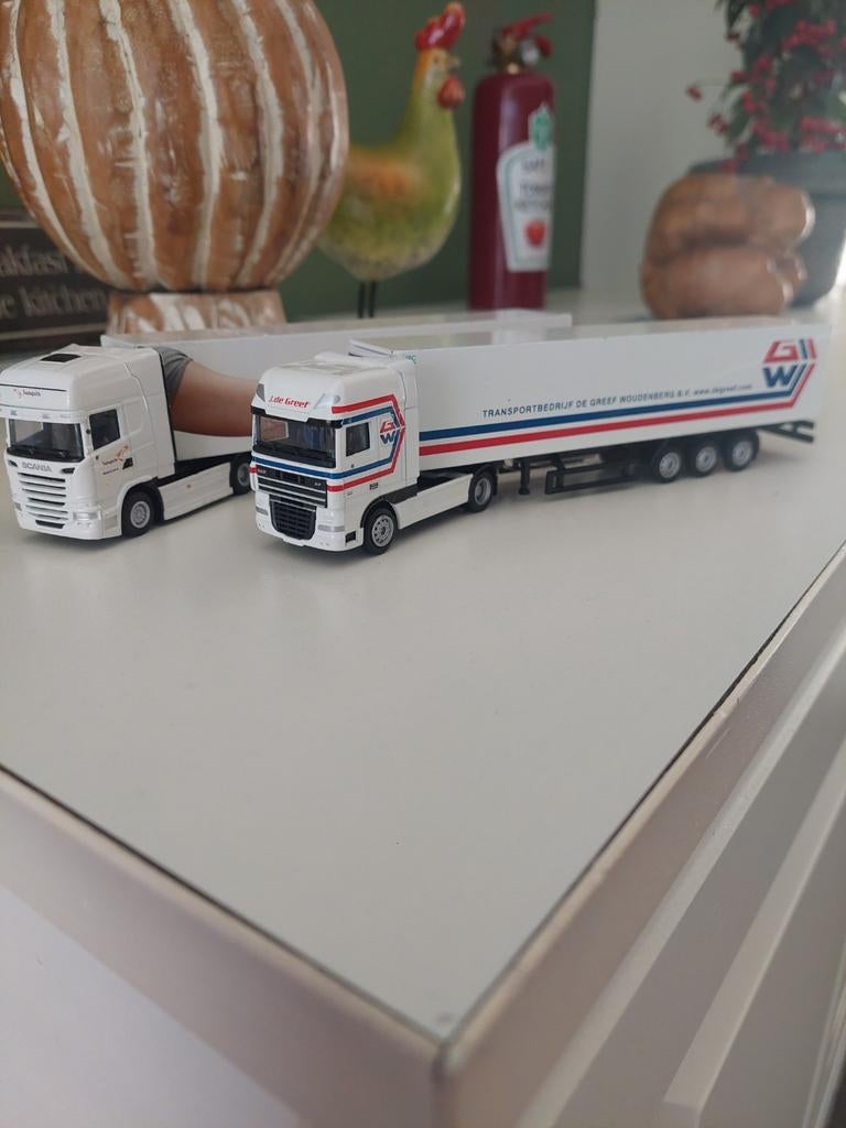 2 PROMOTOYS MODELLEN  SCANIA & DAF XF INCL SPIEGELS., Ophalen of Verzenden, Zo goed als nieuw, Bus of Vrachtwagen, Overige merken