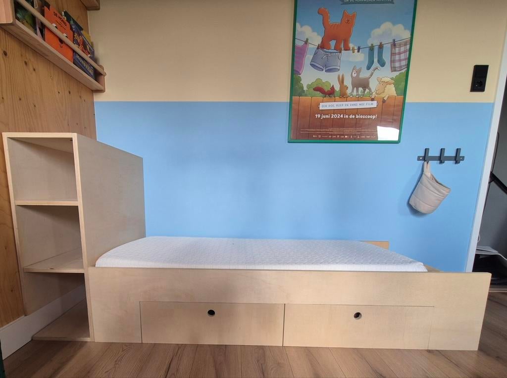 Berkenhouten kinderbed, Kinderen en Baby's, Kinderkamer | Bedden, 85 tot 100 cm, Zo goed als nieuw, 180 cm of meer, Ophalen